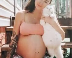 Pregnant woman forms bond with pregnant stray cat, then they give birth at same time