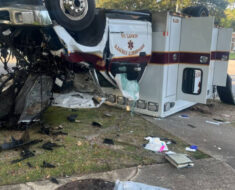 8 injured, including newborn child, in ambulance rollover crash